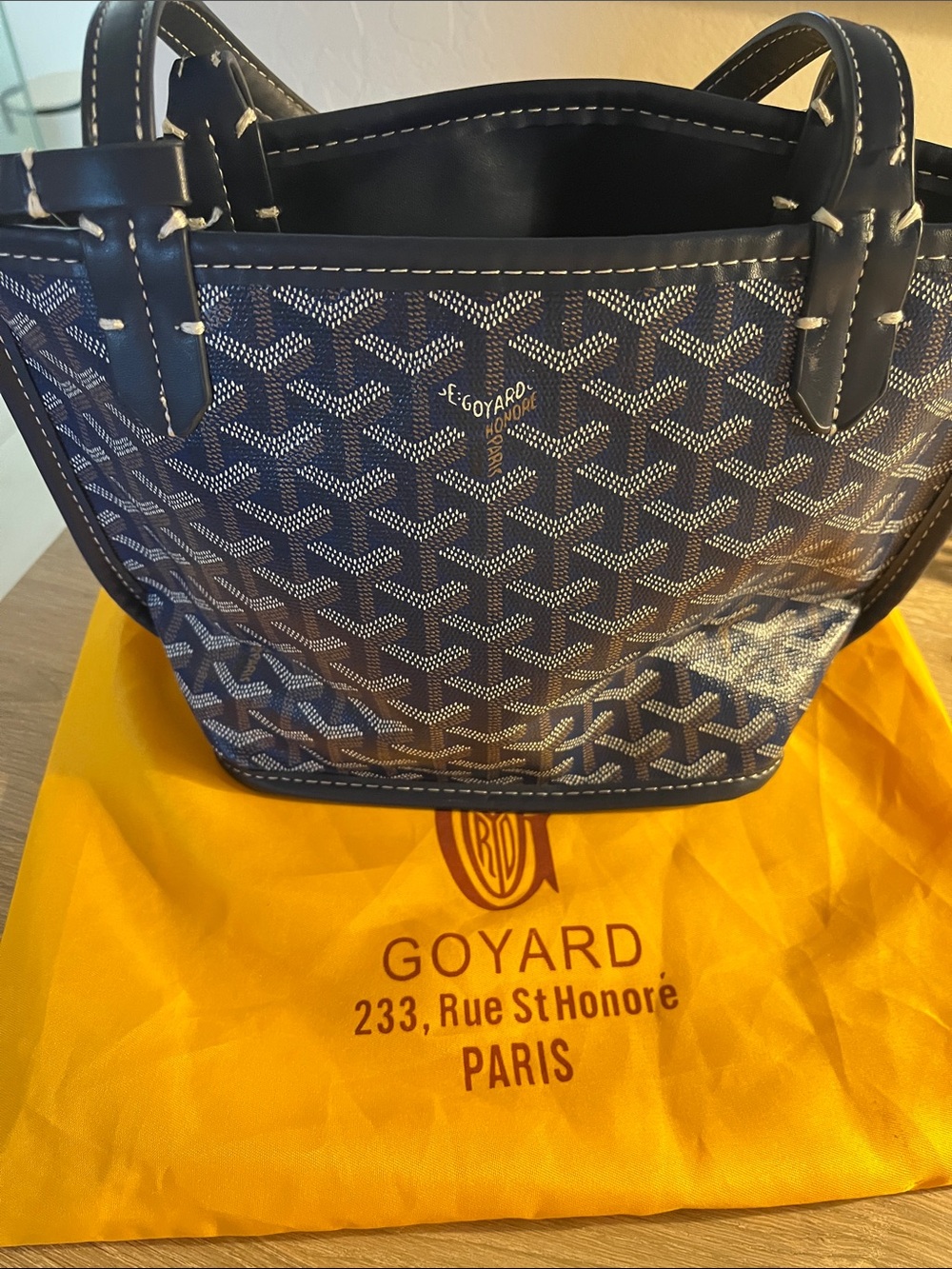 Goyard — Navy Chevron Small Tote ~FAUX~ - Picture 3 of 5